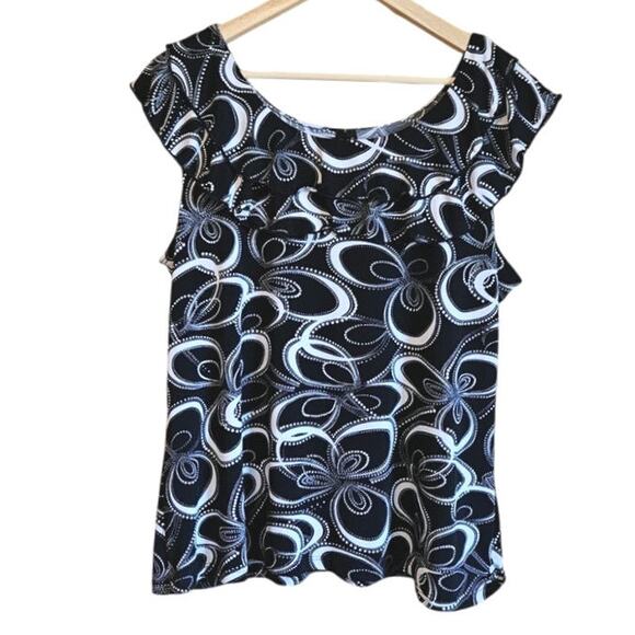 Susan Lawrance Sleeveless Top Tank Blouse Ruffle Neck Scoop Neck Women's Size 1X - Picture 1 of 7